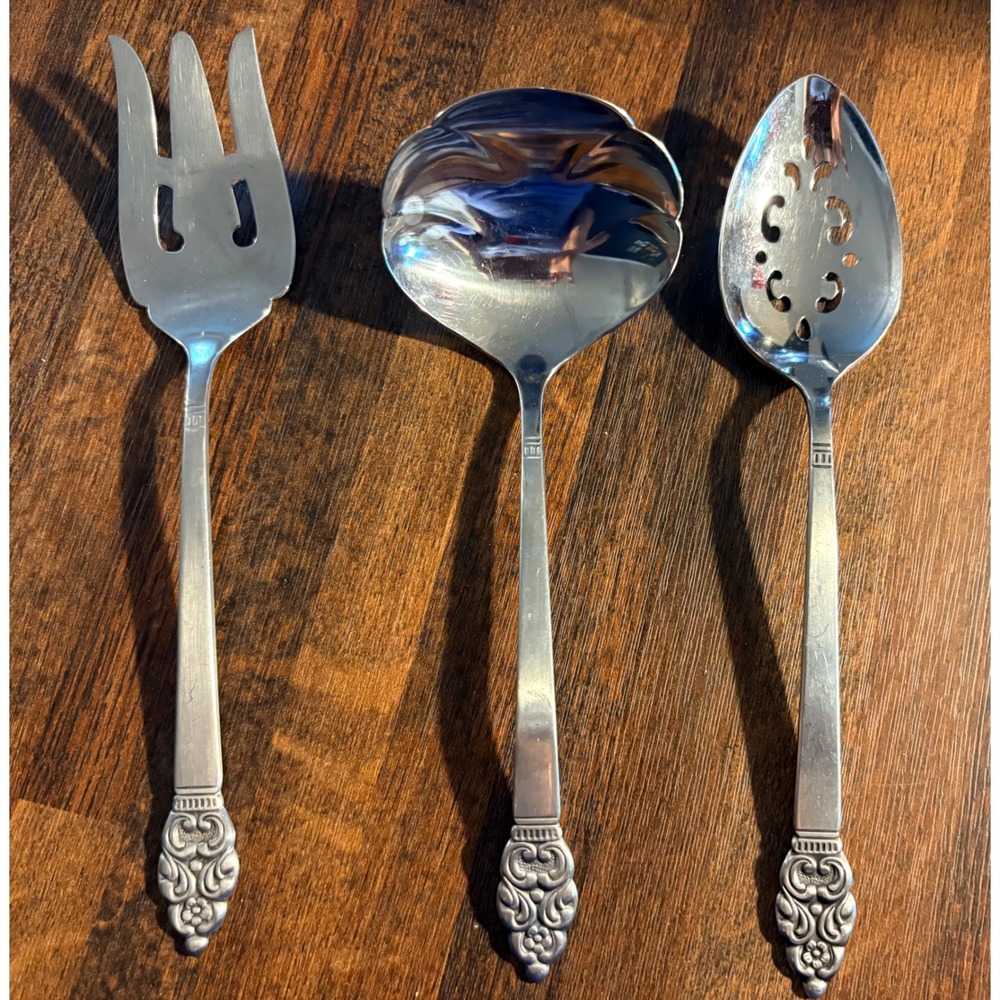 Oneida Community Stainless‎ Affection Serving Set Ladle Pierced Spoon Meat Fork